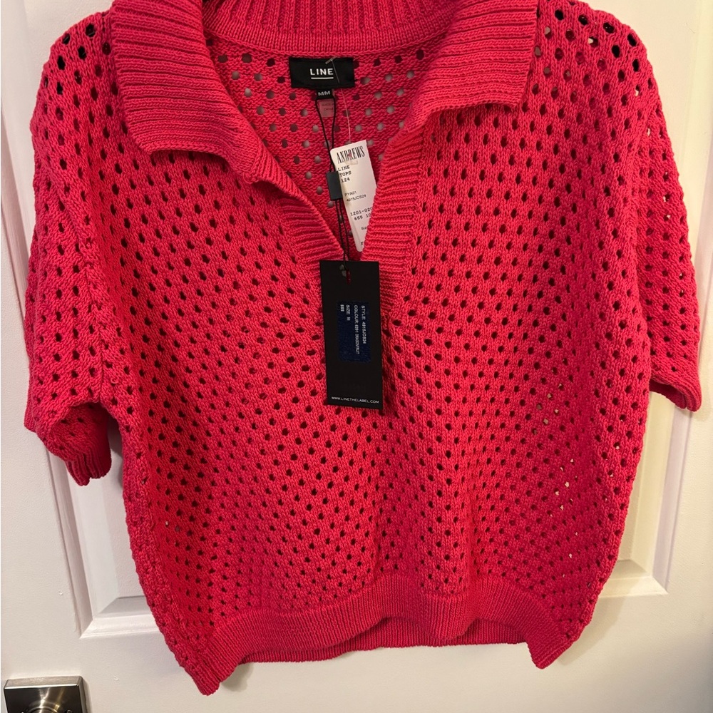 LINE Pink Knit Short Sleeve Sweater